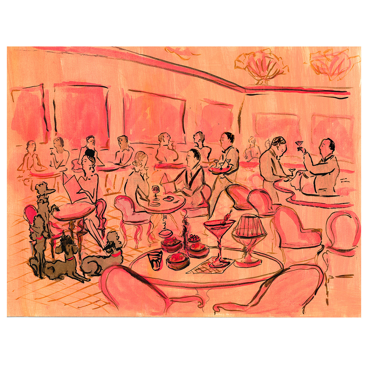 Poodles at the Pink Bar Print