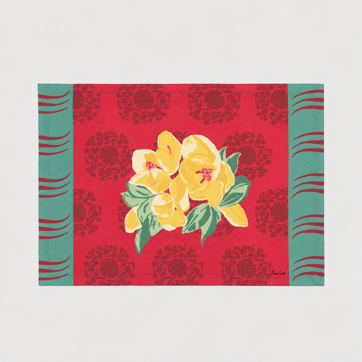 Planet Cream Red Canvas Placemat