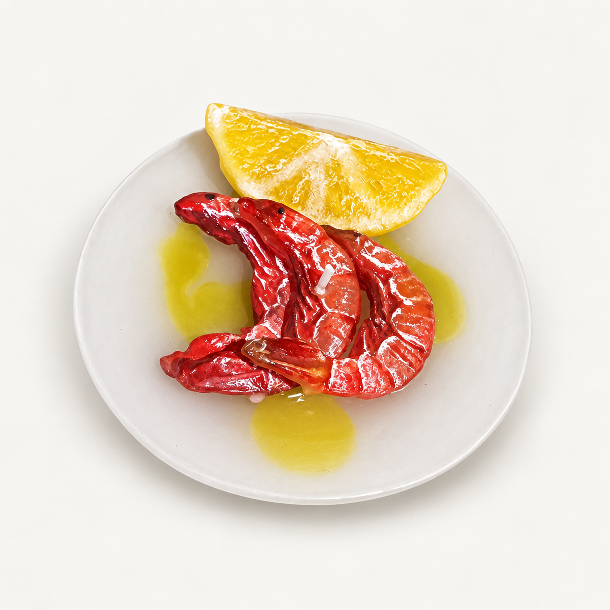 Small Plate of Shrimp Wax Candle