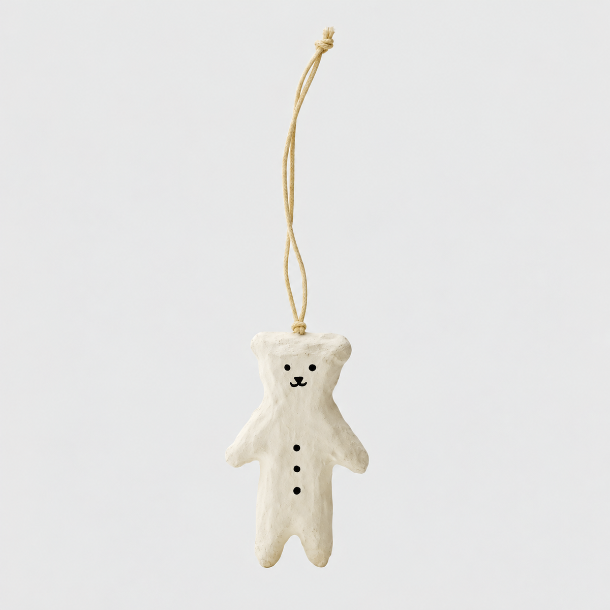 Paper Mache White Bear Ornament