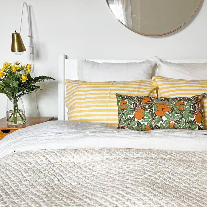 Linen Standard Pillowcase in Big Yellow Stripe