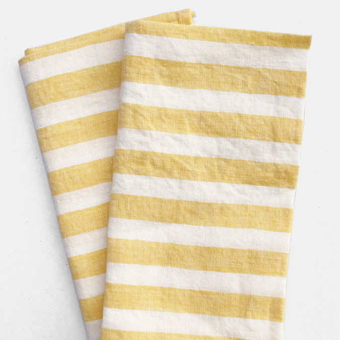Linen Napkin in Large Yellow Stripes