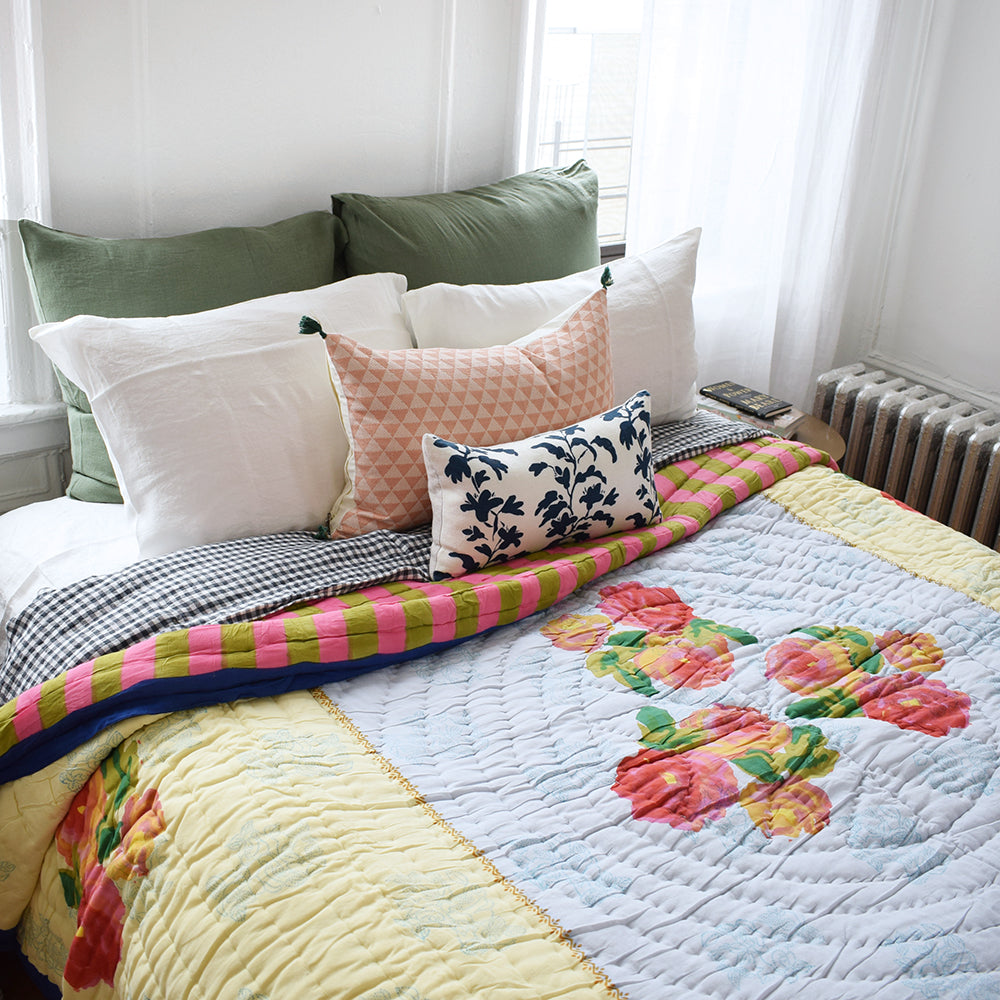 Navy Vine Lumbar Pillow