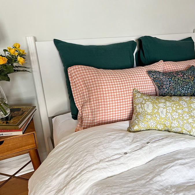 Linen Standard Pillowcase in Copper Gingham