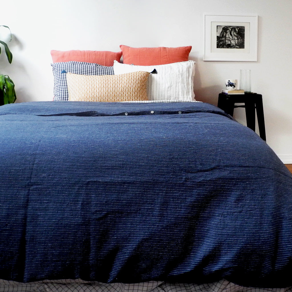 Linen Duvet, borsalino stripe, Duvet, Linge Particulier, Collyer's Mansion - Collyer's Mansion