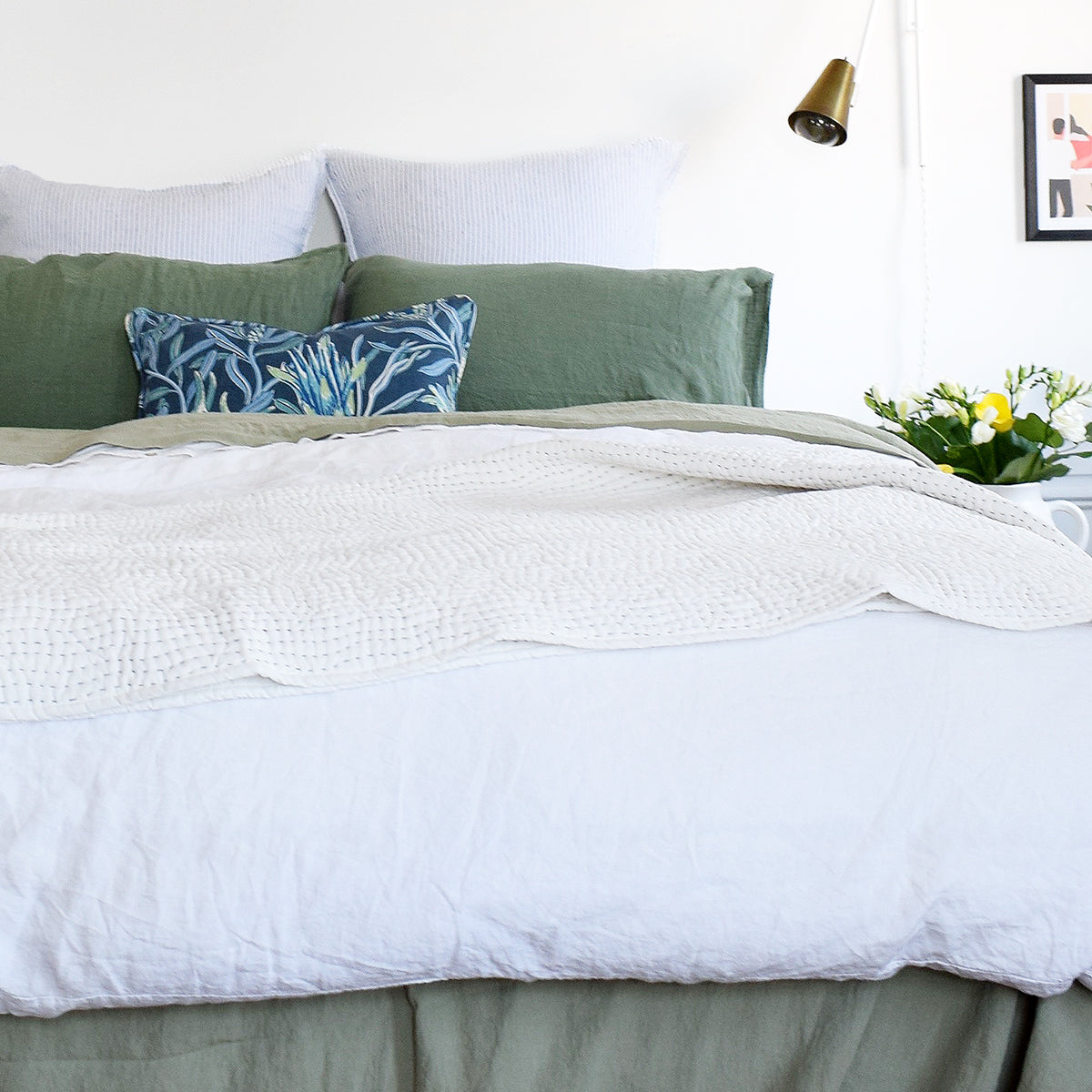 Linen Flat Sheet in Fennel