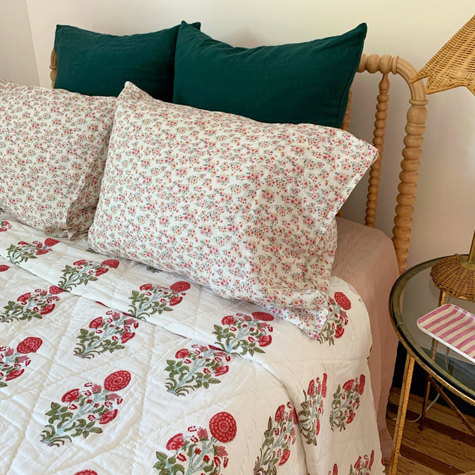 Linen Standard Pillowcase in Summer Flower