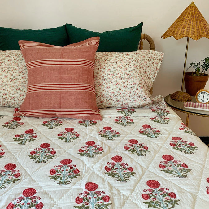 Linen Standard Pillowcase in Summer Flower