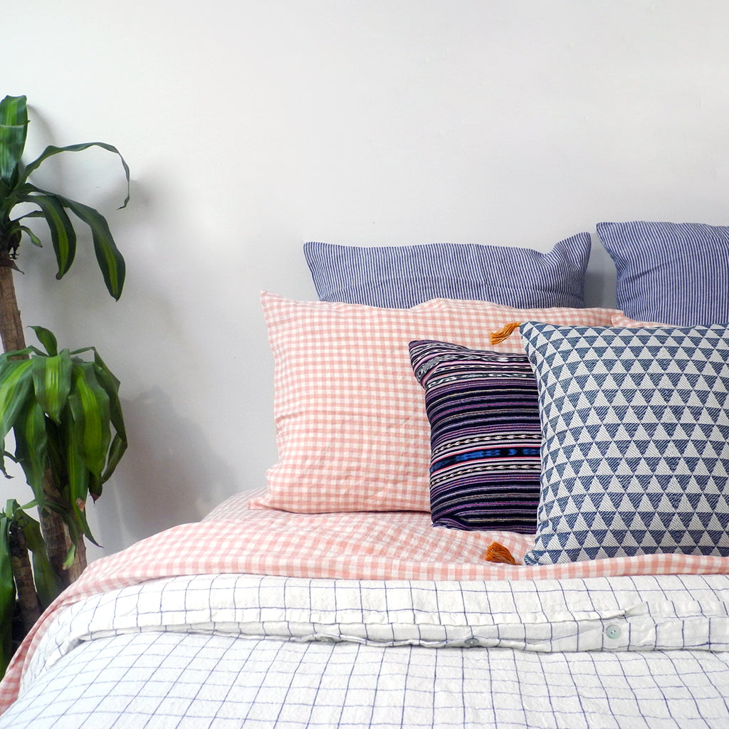 Linen Standard Pillowcase, copper gingham, Pillowcase, Linge Particulier, Collyer's Mansion - Collyer's Mansion
