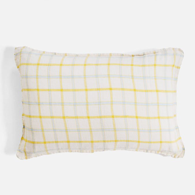 Linen Standard Pillowcase in Yellow Blue Tile