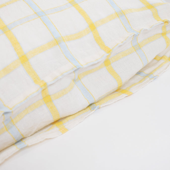 Linen Standard Pillowcase in Yellow Blue Tile