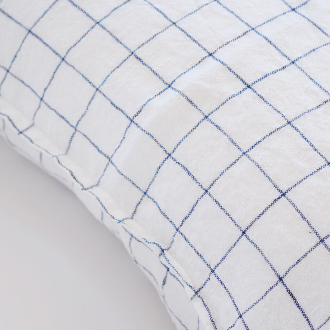 Linen Euro Pillowcase in Navy Check
