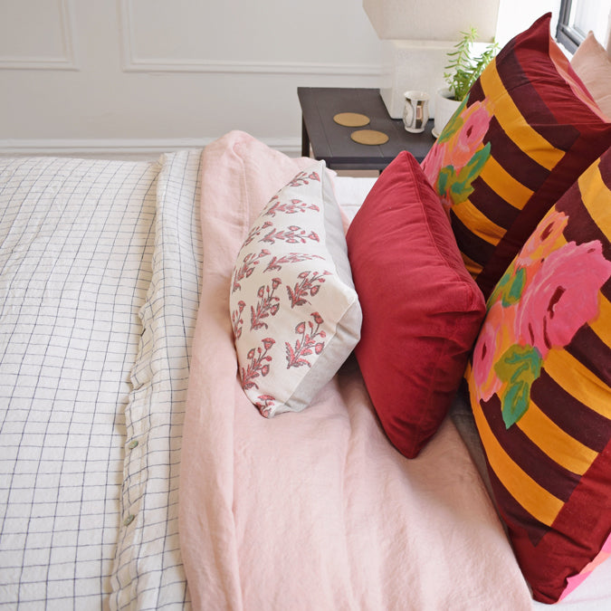 Linen Flat Sheet in Pale Pink