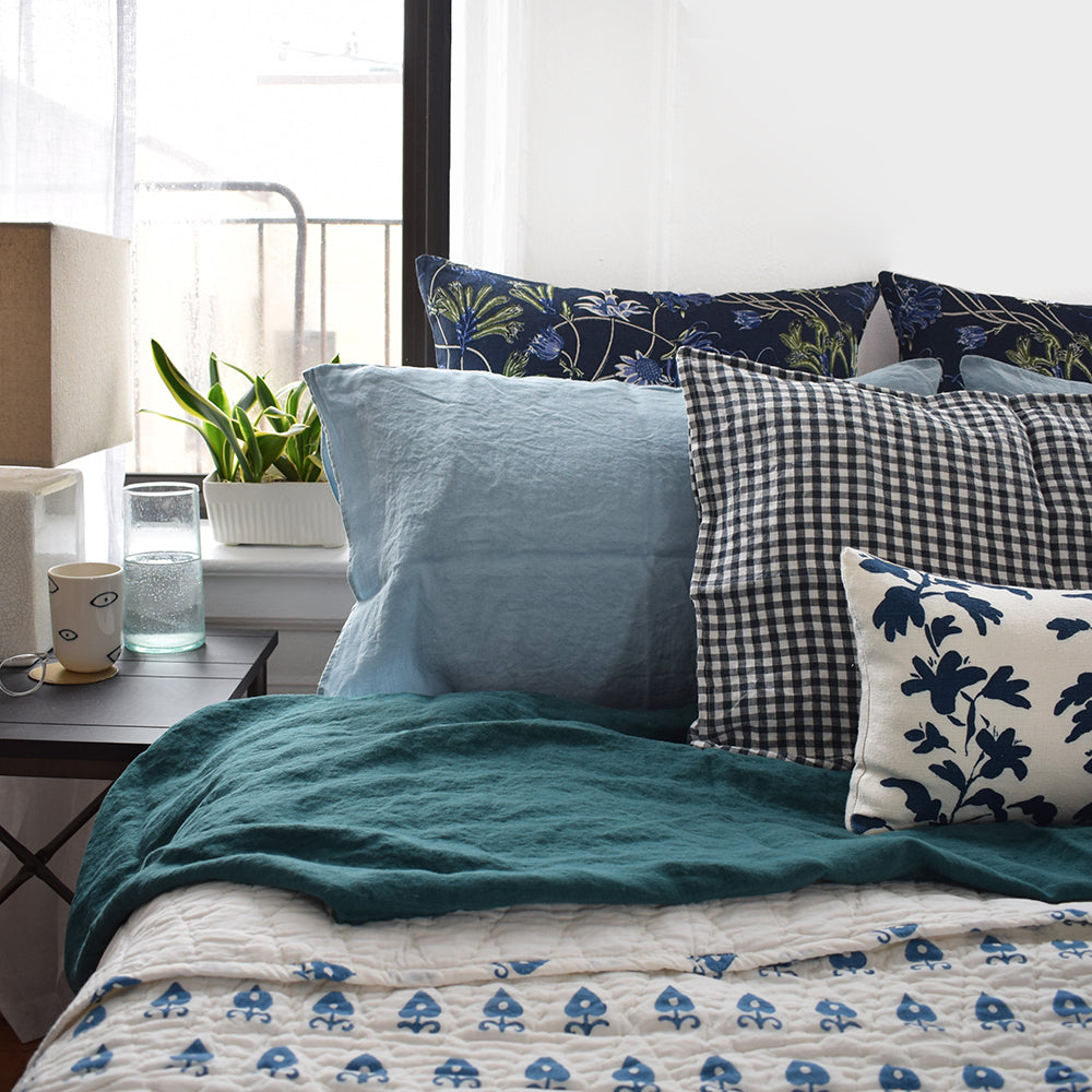 Navy Vine Lumbar Pillow