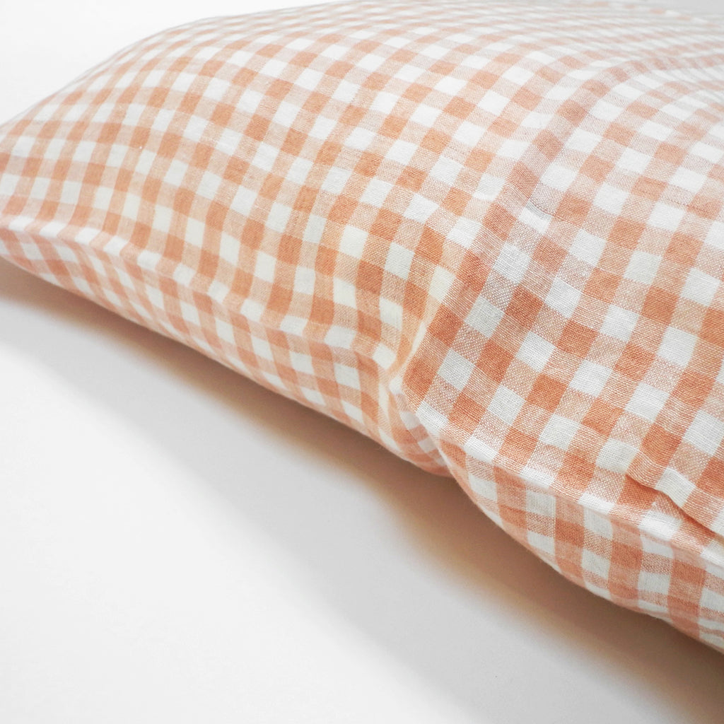 Linen Standard Pillowcase, copper gingham, Pillowcase, Linge Particulier, Collyer's Mansion - Collyer's Mansion
