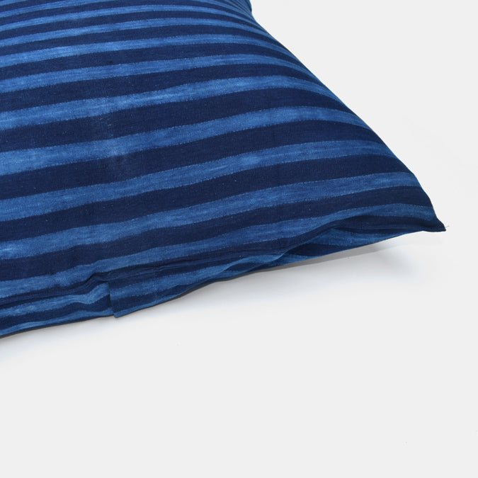 Tensira Blue Stripe Pillow in Cotton Indigo at Collyer's Mansion