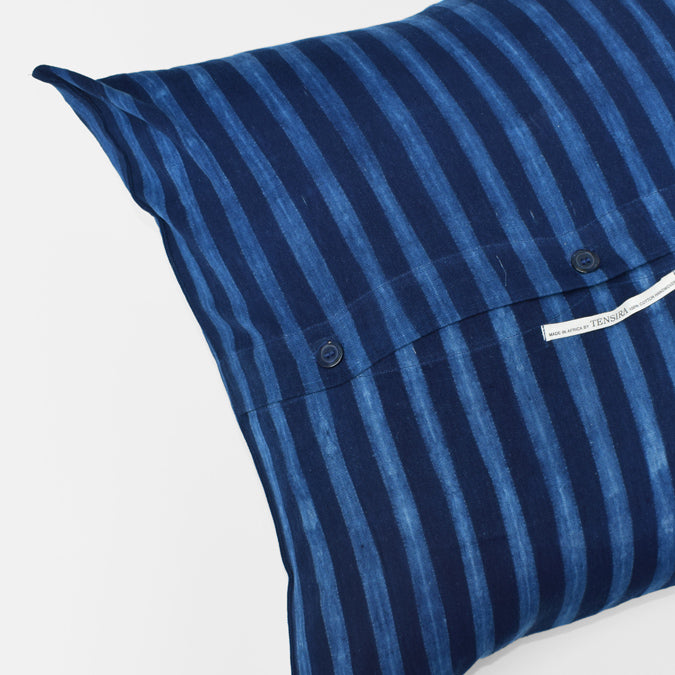 Tensira Blue Stripe Pillow in Cotton Indigo at Collyer's Mansion