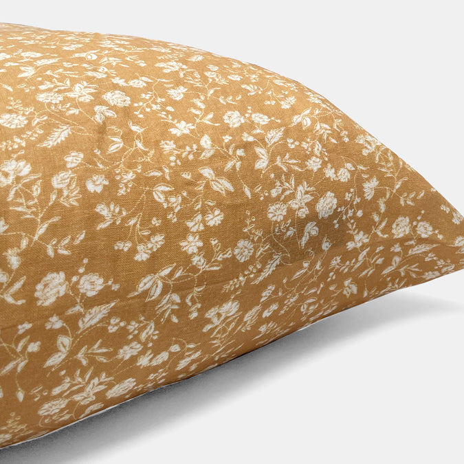 Linen Standard Pillowcase in Saffron Flower
