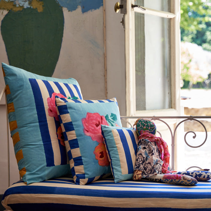 Nizam Stripes Blue Square Pillow